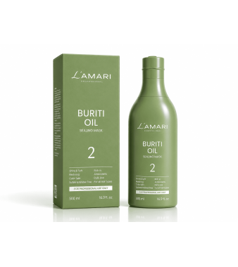 Keratyna do włosów kręconych i opornych, połysk i wyprost L'AMARI Buriti Oil 500 ml